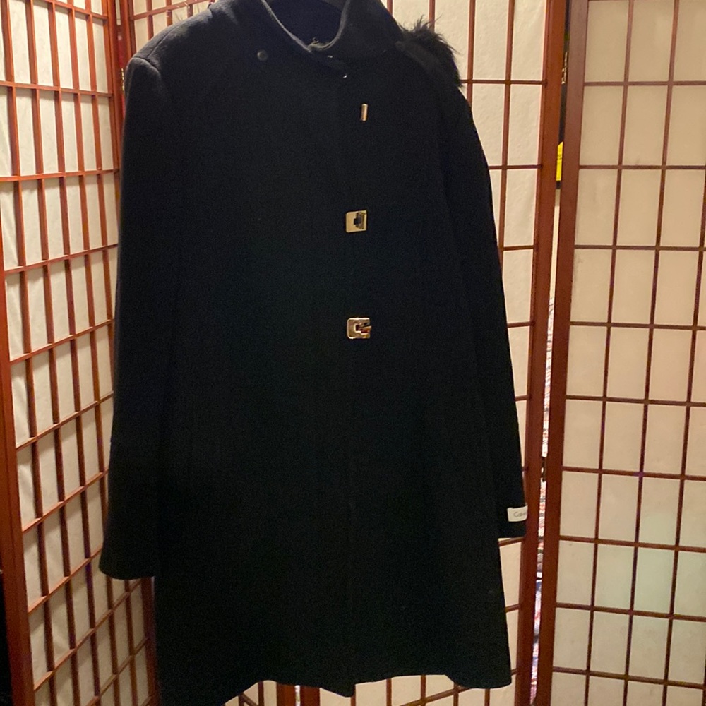 Calvin Klein black coat Sz XL